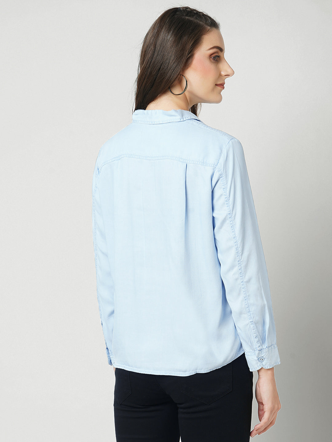 Women Light Blue Slim Shirt