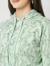 Women Light Olive Printed Full Length Shirts