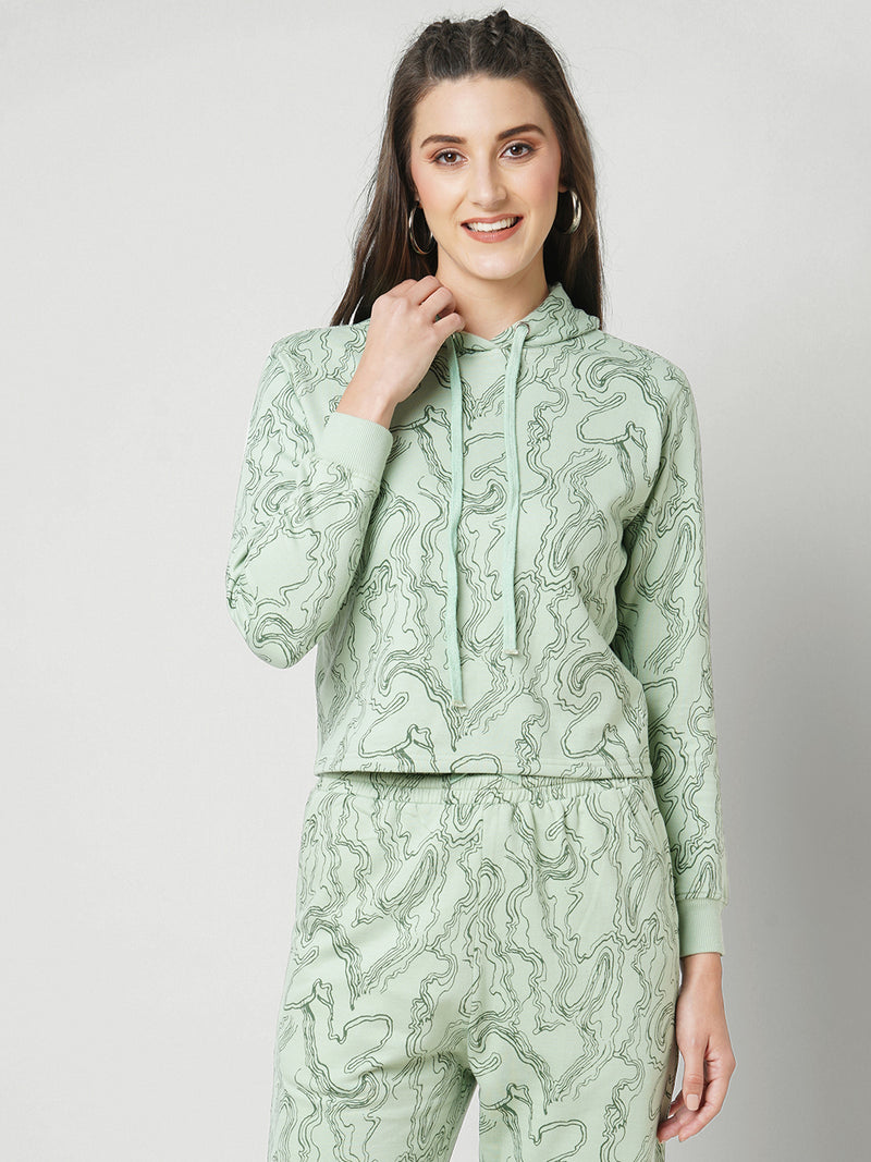 Women Light Olive Printed Full Length Shirts