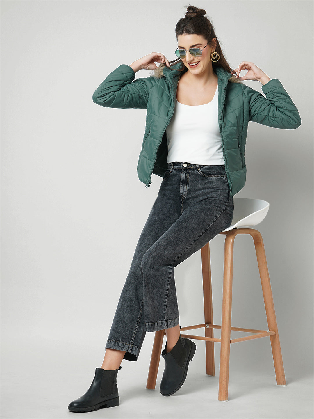 Women Petrol Winter Jacket