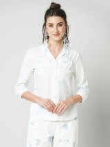 Women Sky Tie&Dyed Three-Quarter Sleeves Shirts