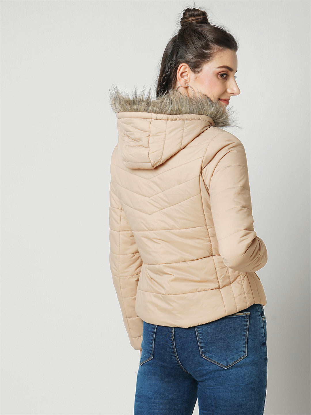 Women Beige Winter Jacket