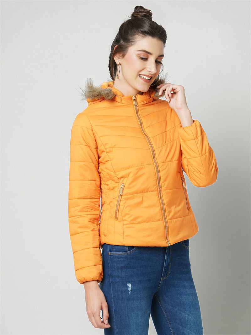 Women Honey Mustard Solid Full Length Jackets & Shrugs
