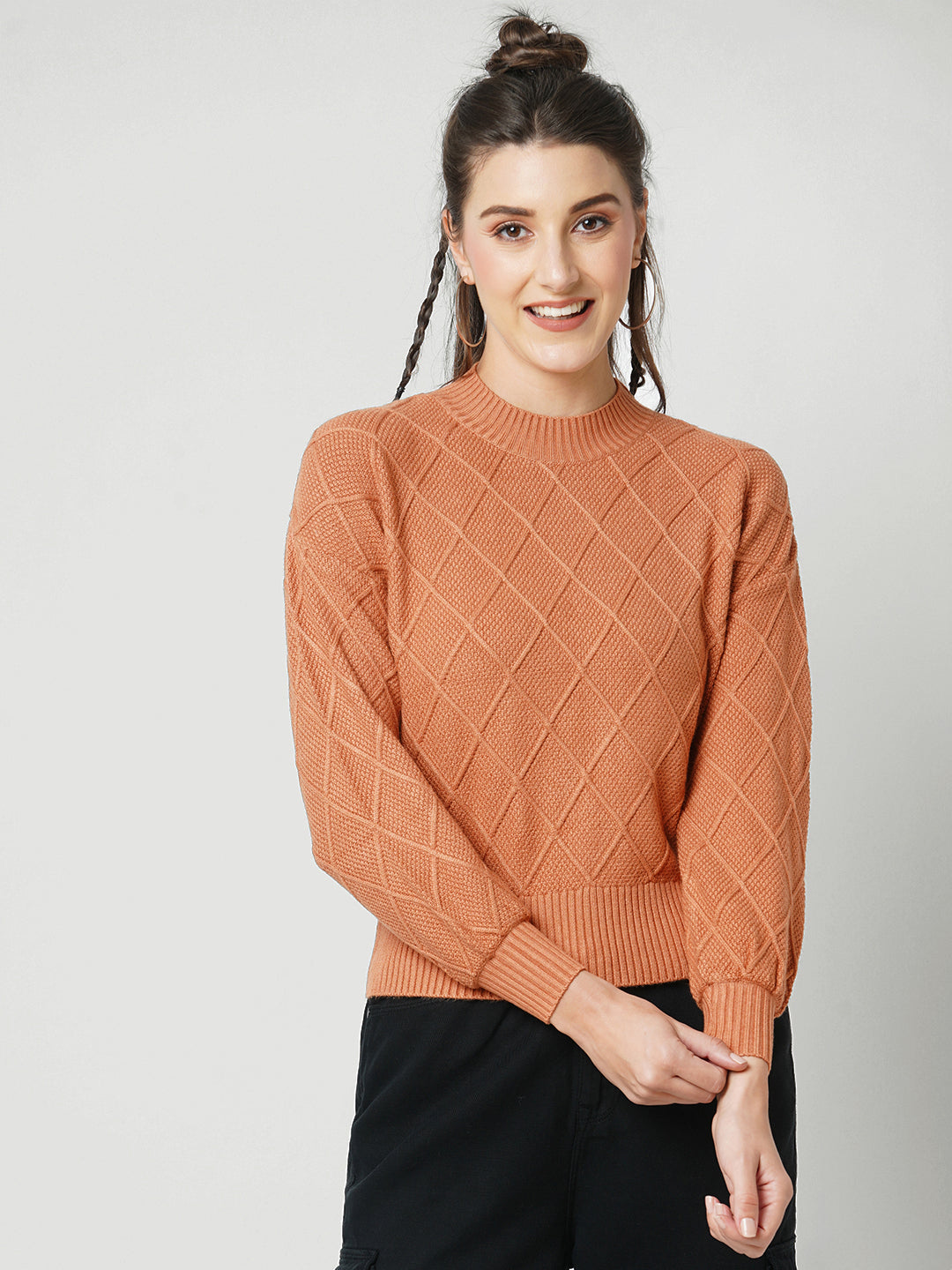 Women Rust Slim Sweater