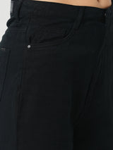 Women Black High Rise Mom Fit