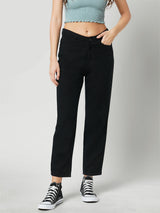 Women Black High Rise Mom Fit