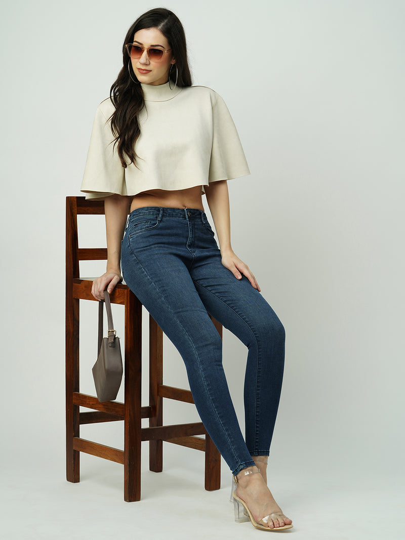 Women Dark Blue High Rise Skinny Jeans