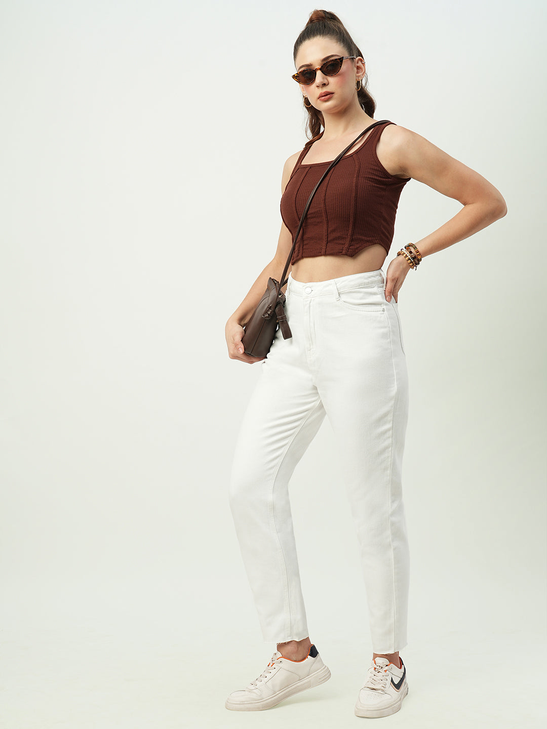 Women White High-Rise Mom Fit Jeans