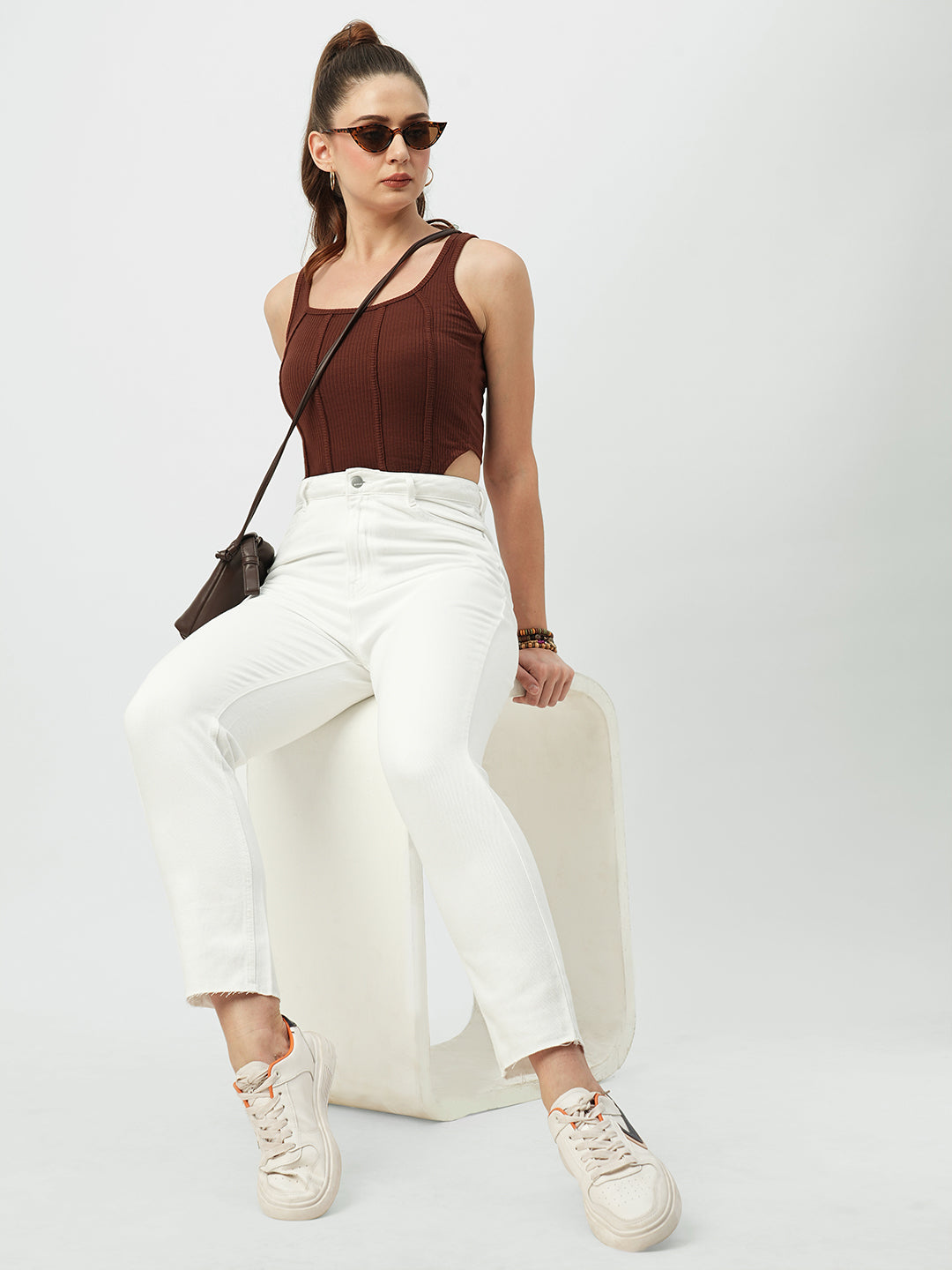 Women White High-Rise Mom Fit Jeans