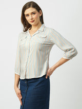 Women Multi Striped Three-Quarter Sleeves Shirts