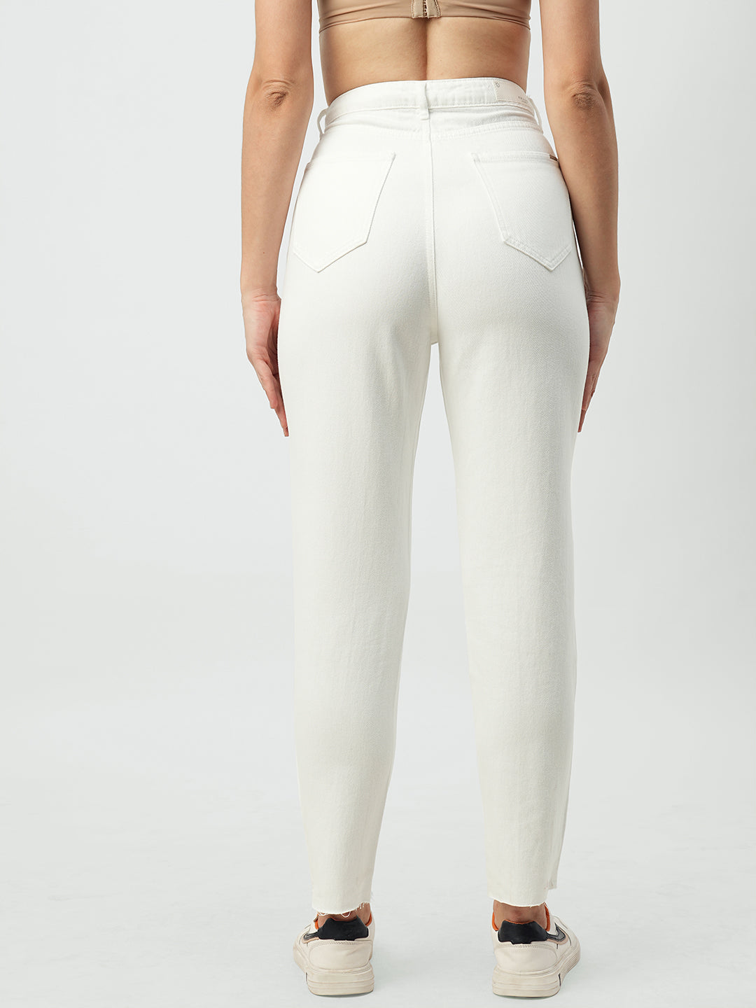 Women White High-Rise Mom Fit Jeans