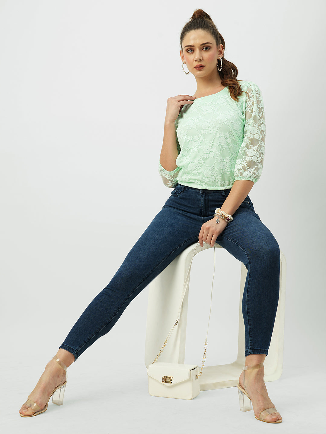 Women Mint Green Crop Top
