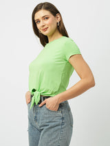 Women Leafy Solid Short Sleeves T-Shirts