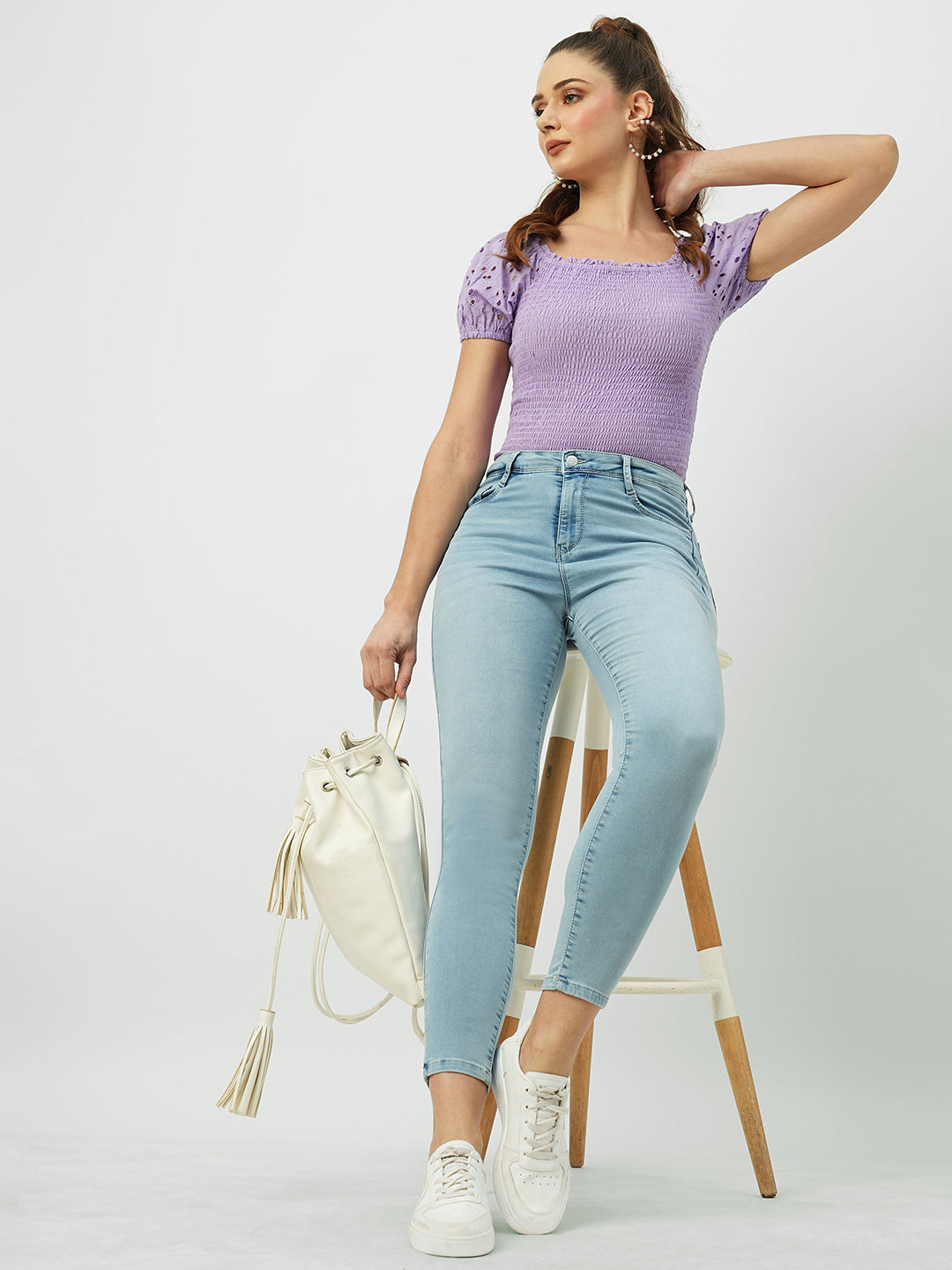 Women Lilac Crop Top