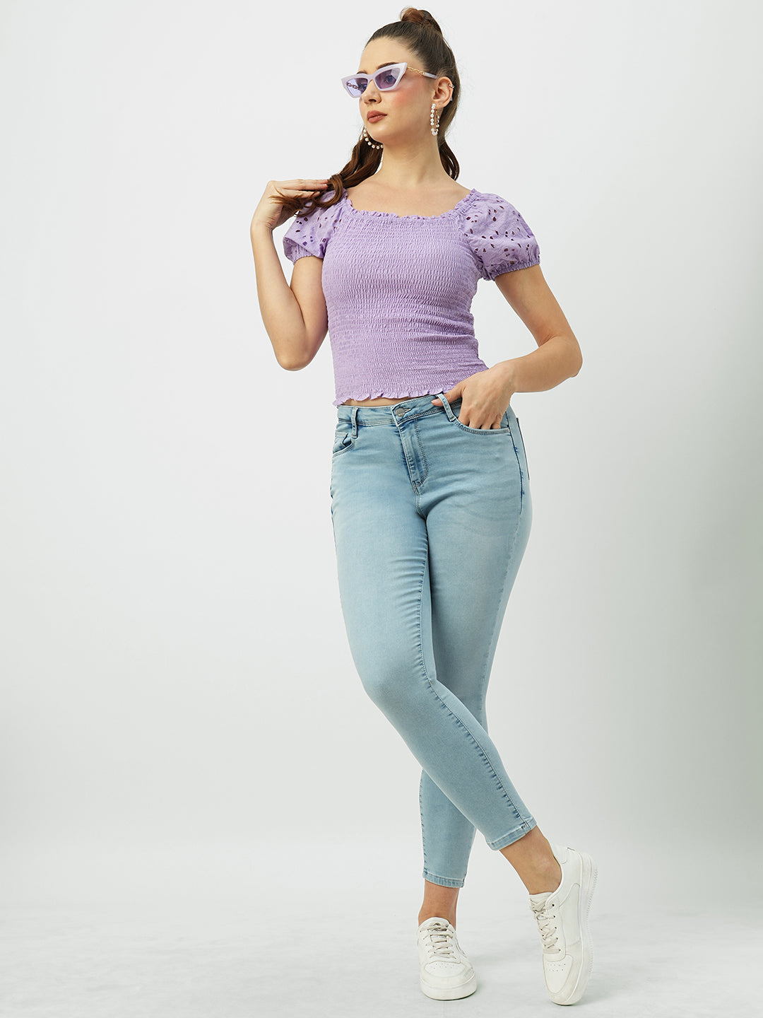 Women Lilac Crop Top