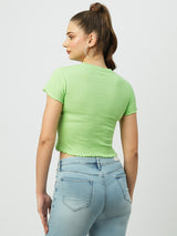 Women Leafy Solid Short Sleeves T-Shirts