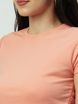 Women Papaya Smoothie Solid Short Sleeves T-Shirts