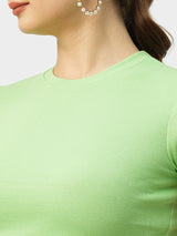 Women Leafy Solid Short Sleeves T-Shirts