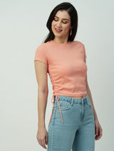 Women Papaya Smoothie Solid Short Sleeves T-Shirts