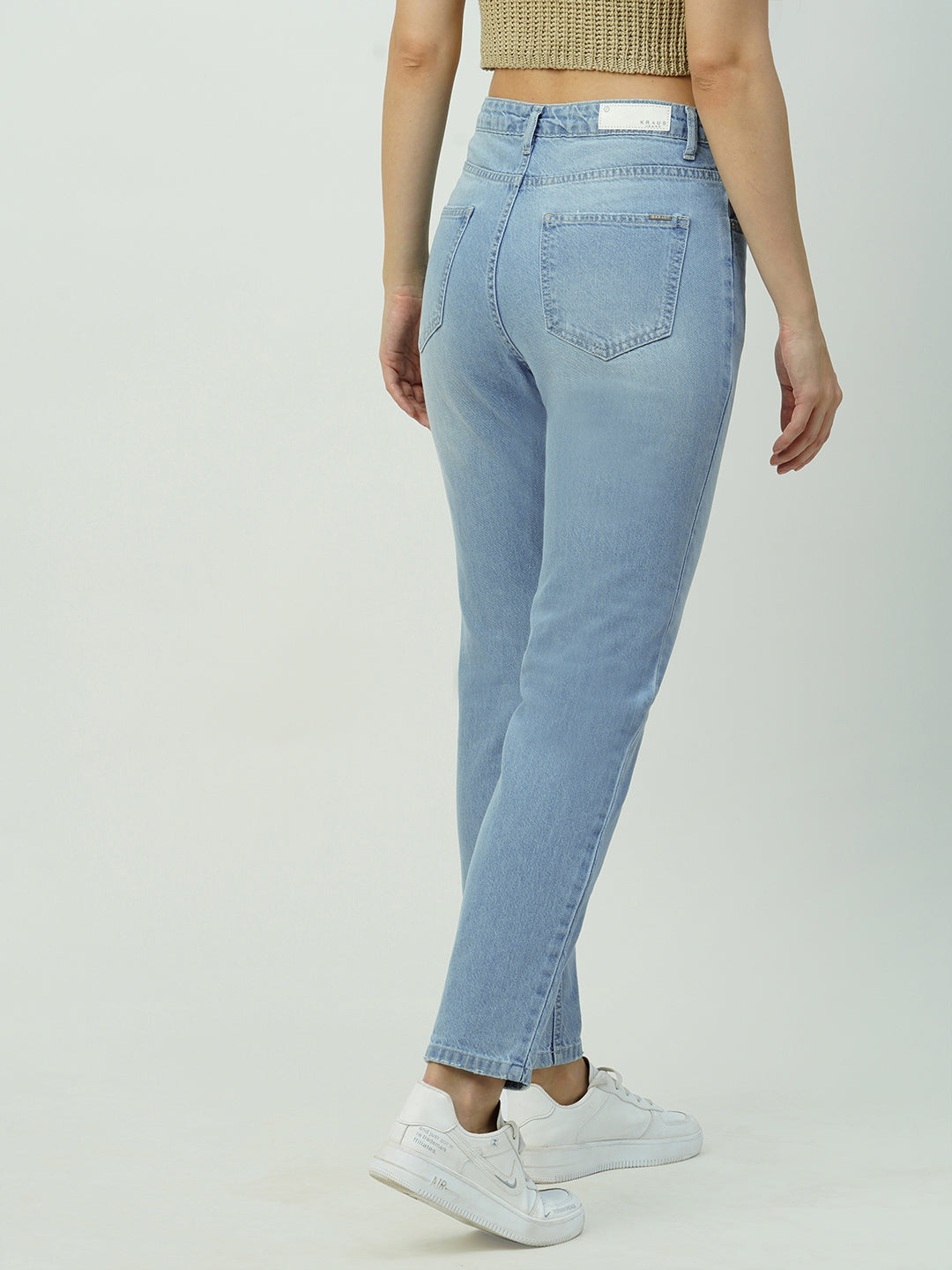 Women Light Blue Mid-Rise Mom Fit Jeans