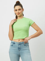 Women Leafy Solid Short Sleeves T-Shirts