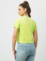 Women Lime Printed Short Sleeves T-Shirts