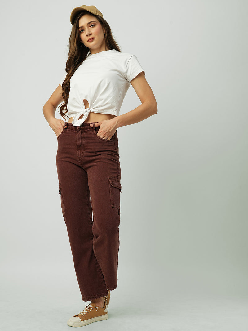Women White Solid Short Sleeves T-Shirts
