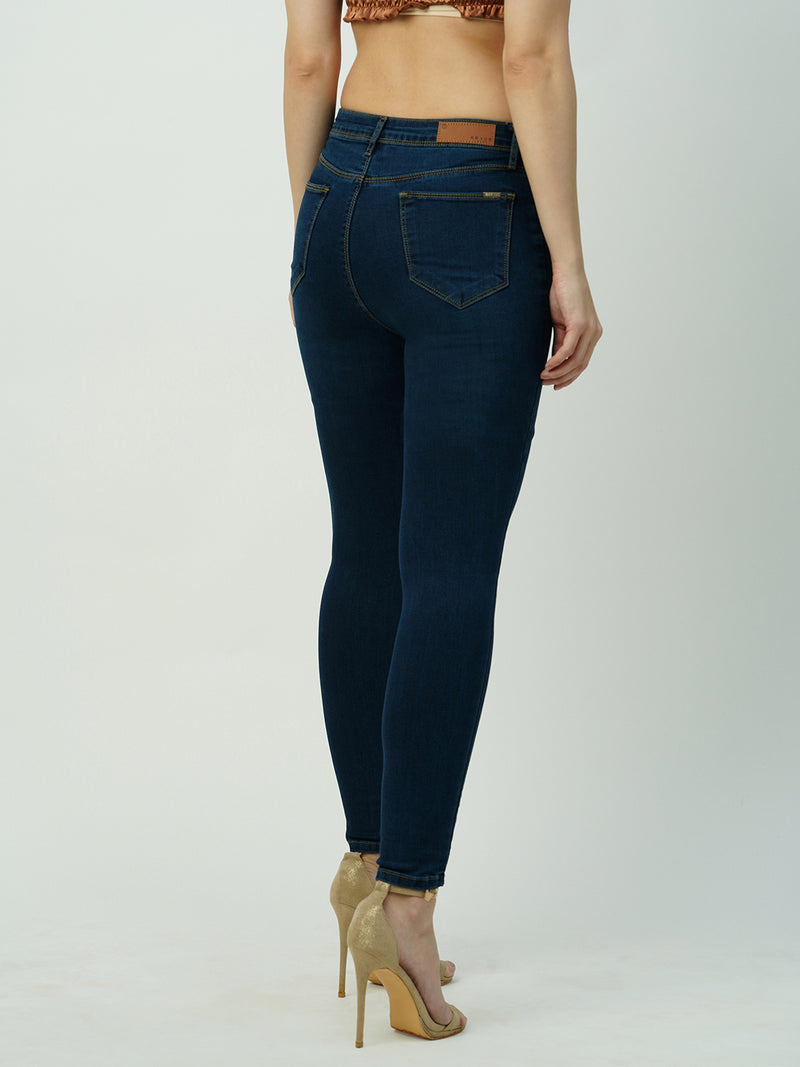 Women Dark Blue High Rise Slimming Skinny Jeans