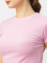Women Dgtl Lavender Solid Short Sleeves T-Shirts