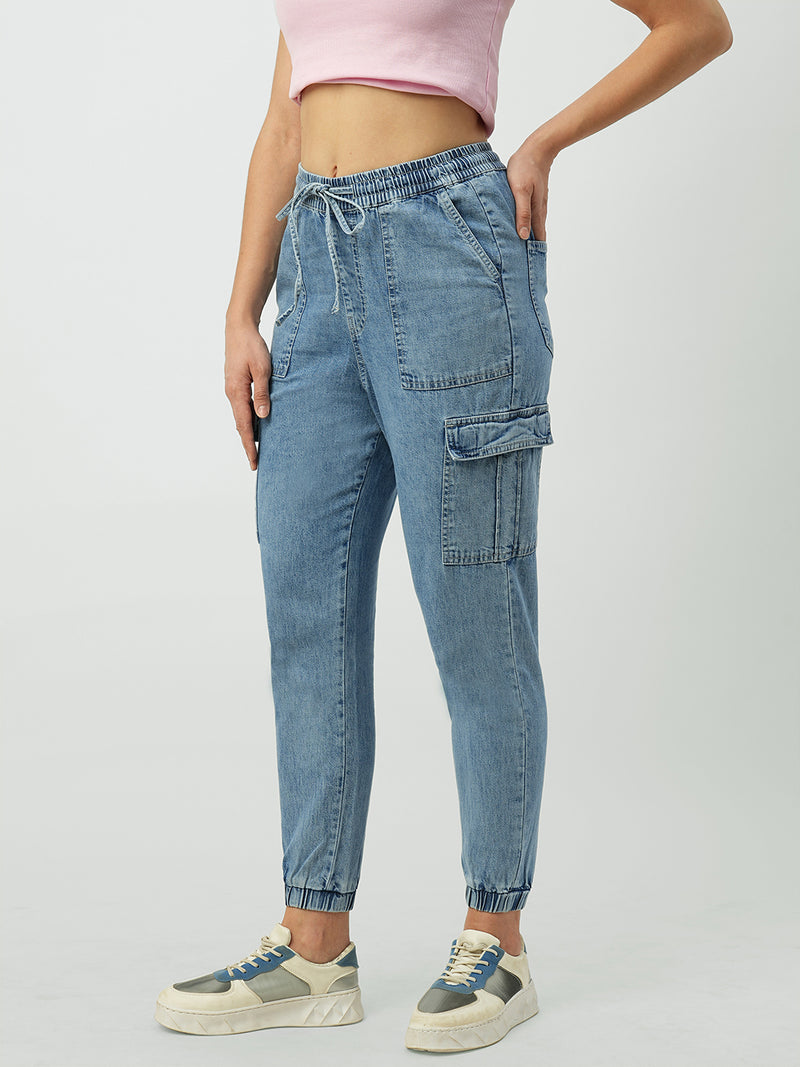 Women Blue High Rise Jogger