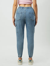 Women Blue High Rise Jogger
