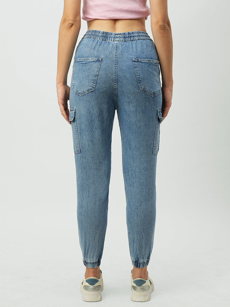 Women Blue High Rise Jogger