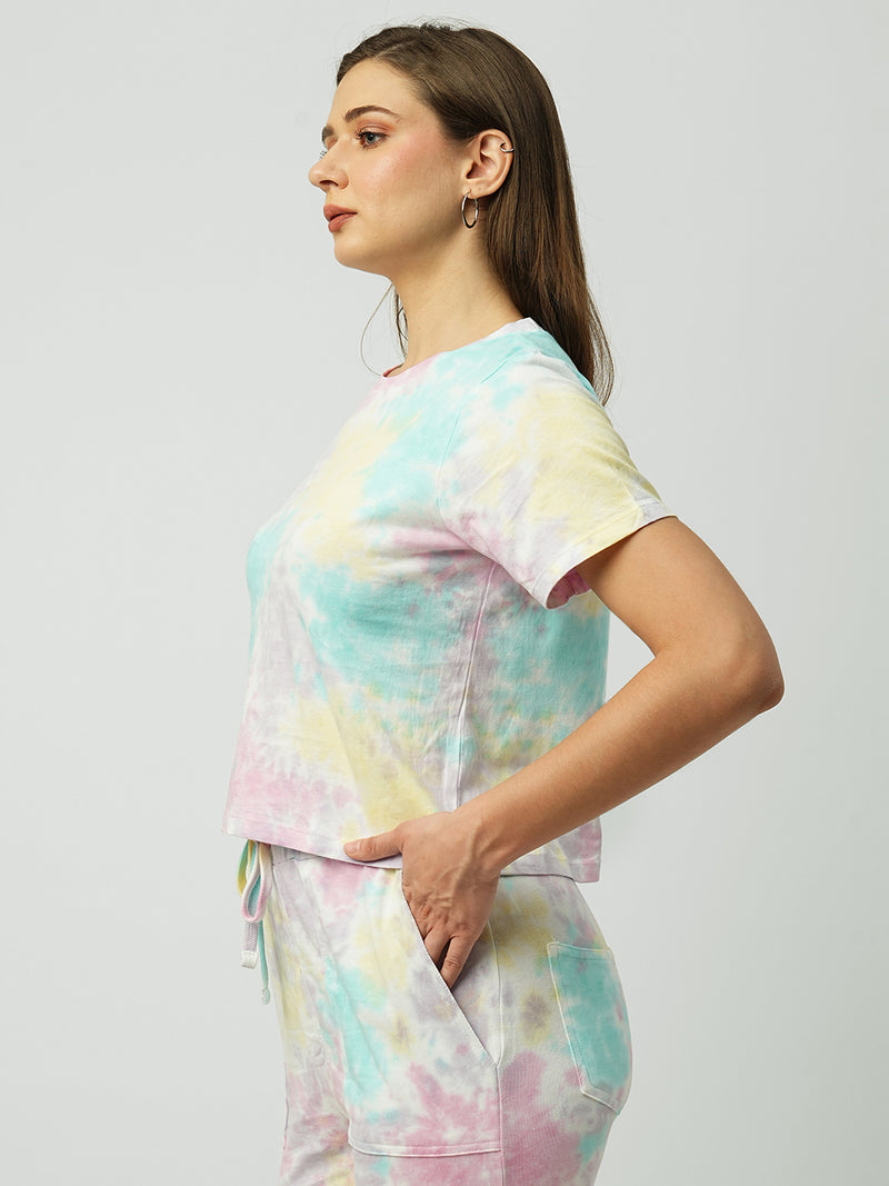Women Multi Tie & Dye Tie & Dye Short Sleeves T-Shirts