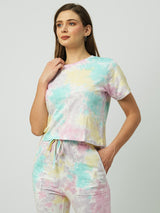 Women Multi Tie & Dye Tie & Dye Short Sleeves T-Shirts