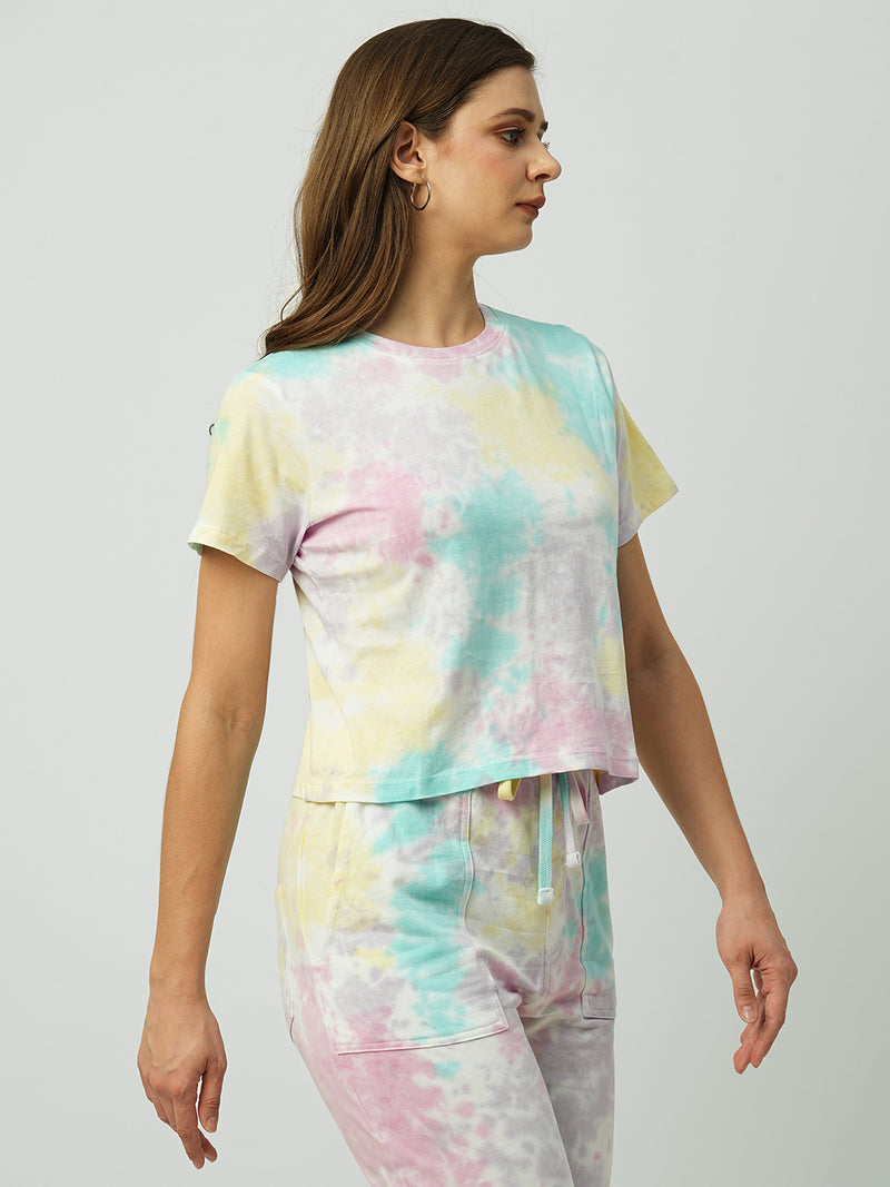 Women Multi Tie & Dye Tie & Dye Short Sleeves T-Shirts