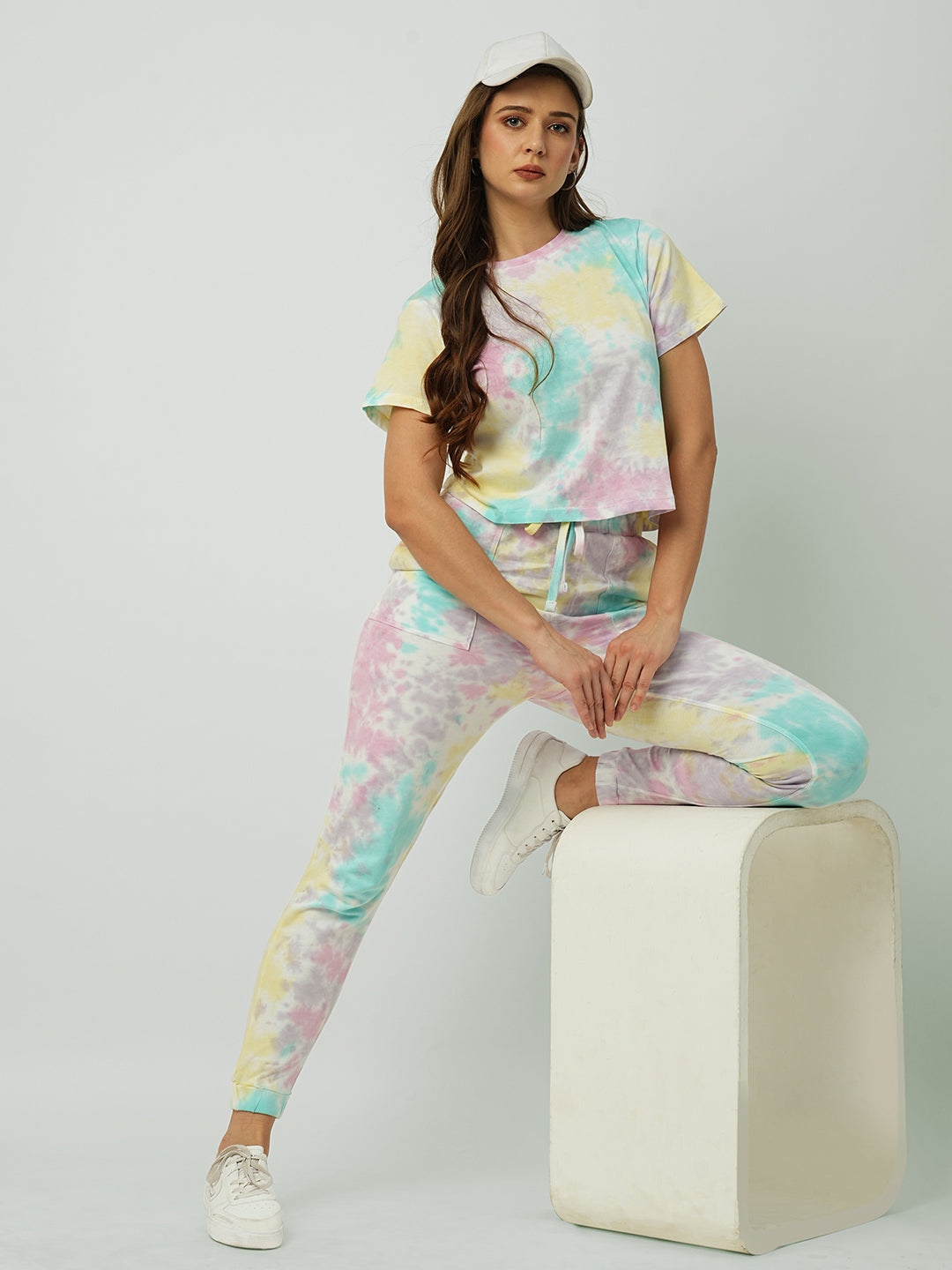 Women Multicolor Tie & Dye High-Rise Joggers