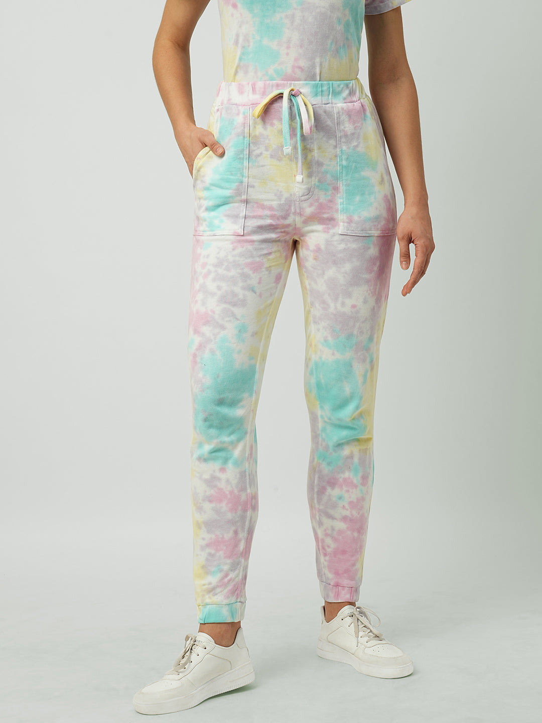 Women Multicolor Tie & Dye High-Rise Joggers