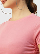 Women Sugar Coral Solid Short Sleeves T-Shirts
