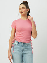 Women Sugar Coral Solid Short Sleeves T-Shirts