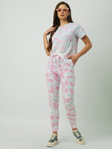 Women Blue & Pink Tie & Dye Short Sleeves T-Shirts