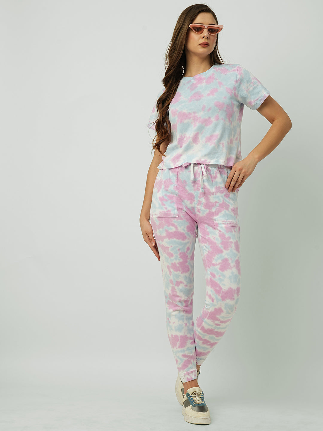 Women Multicolor Tie & Dye High-Rise Joggers