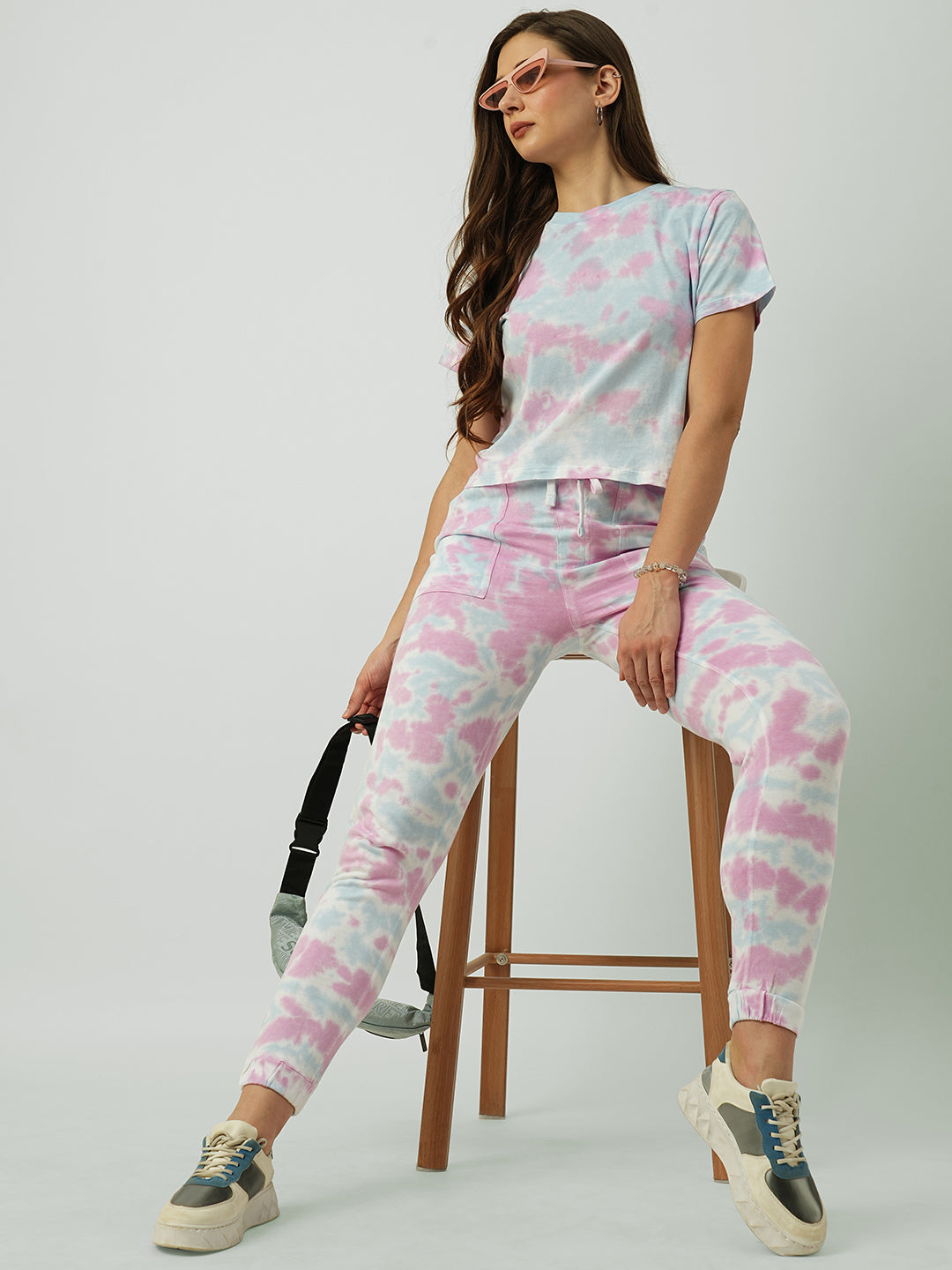 Women Multicolor Tie & Dye High-Rise Joggers