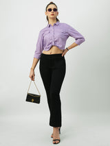 Women Black High Rise Mini Flare Jeans