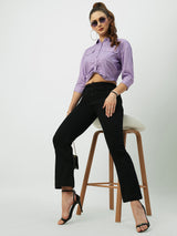 Women Black High Rise Mini Flare Jeans