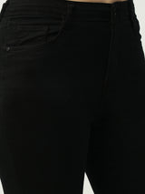Women Black High Rise Mini Flare Jeans