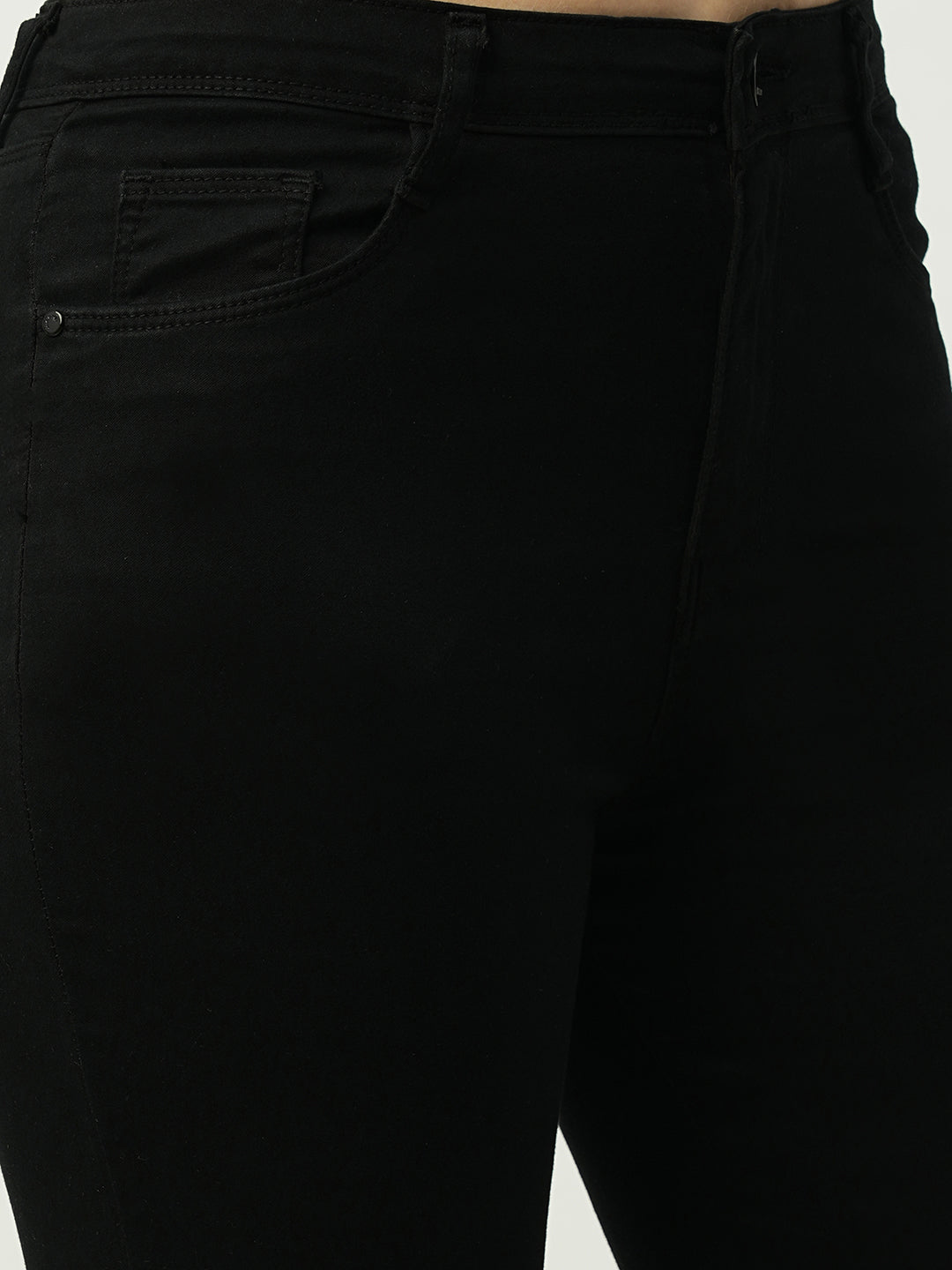 Women Black High-Rise Mini Flare Jeans