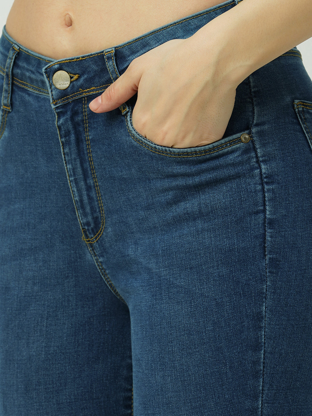 Women High-Rise Mini Flare Jeans