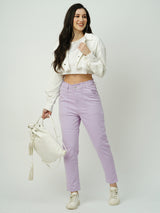 Women Lilac High Rise Baggy Fit Jeans