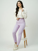 Women Lilac High Rise Baggy Fit Jeans