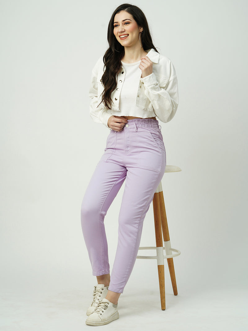 Women Lilac High Rise Baggy Fit Jeans